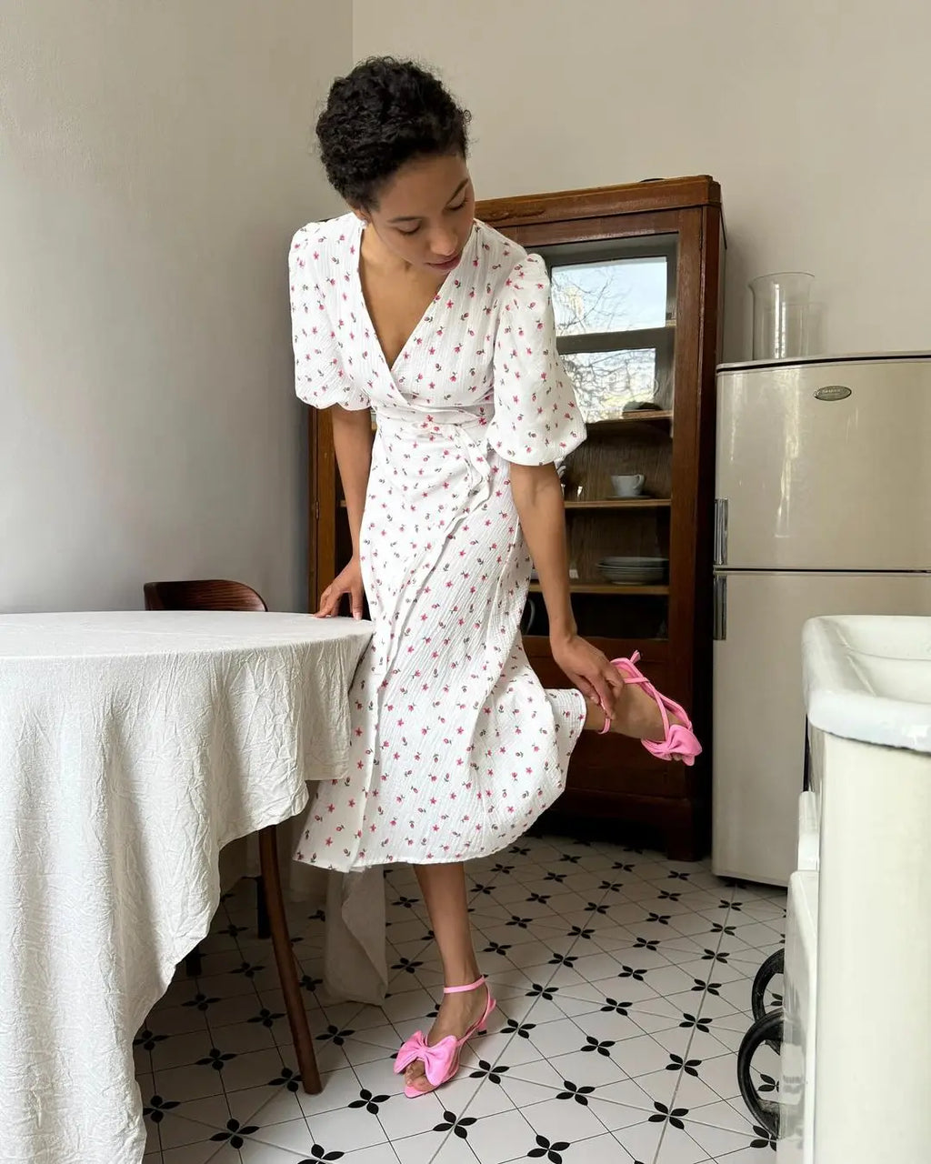 Cotton Lace Up Summer Dress For Women V Neck Casual Office