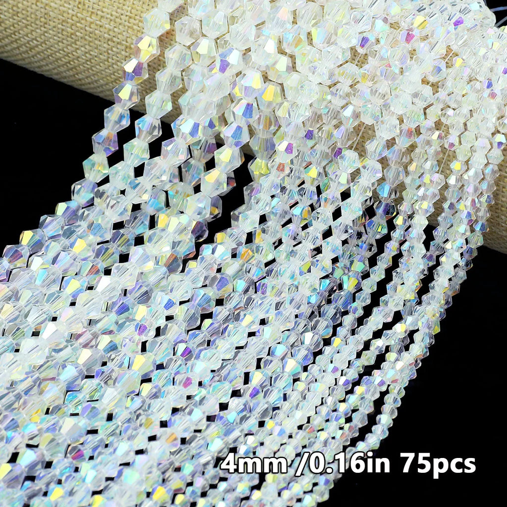 Austrian Crystal Transparent AB Glass Beads for DIY Jewelry Making in 3mm, 4mm, 6mm, 8mm Sizes