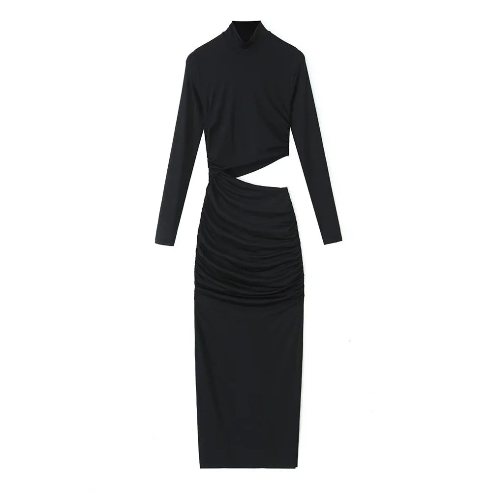 Slim Fit High Neck Dress For Women Autumn Winter Style