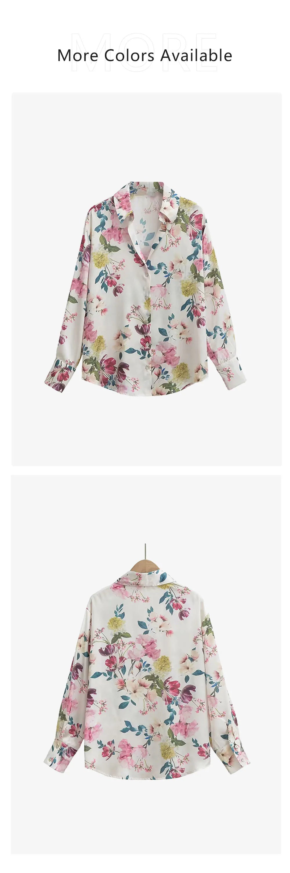 Loose Fit Women's Silk Satin Printed Shirt Versatile Three-Dimensional Slimming Texture for Spring and Summer