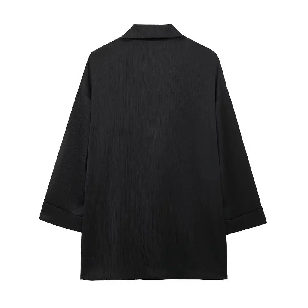 Trendy Women's Cozy Suit Set with Double Breasted Coat and Wide Leg Pants