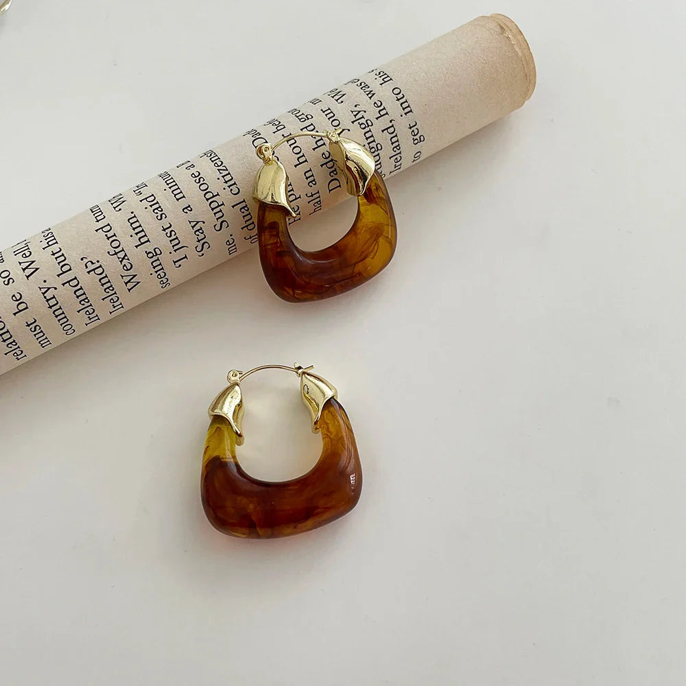 Vintage U-shaped Dripping Oil Hoop Earrings for Women Stylish All-matching Jewelry