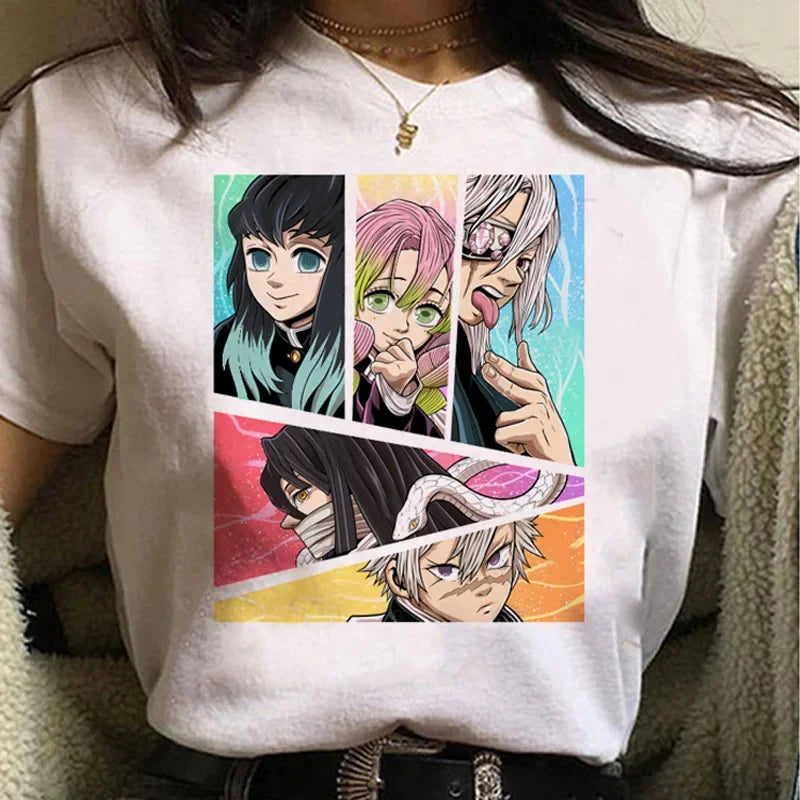 3D Printed Japanese Anime Demon Slayer Women's Casual Short Sleeve T-Shirt