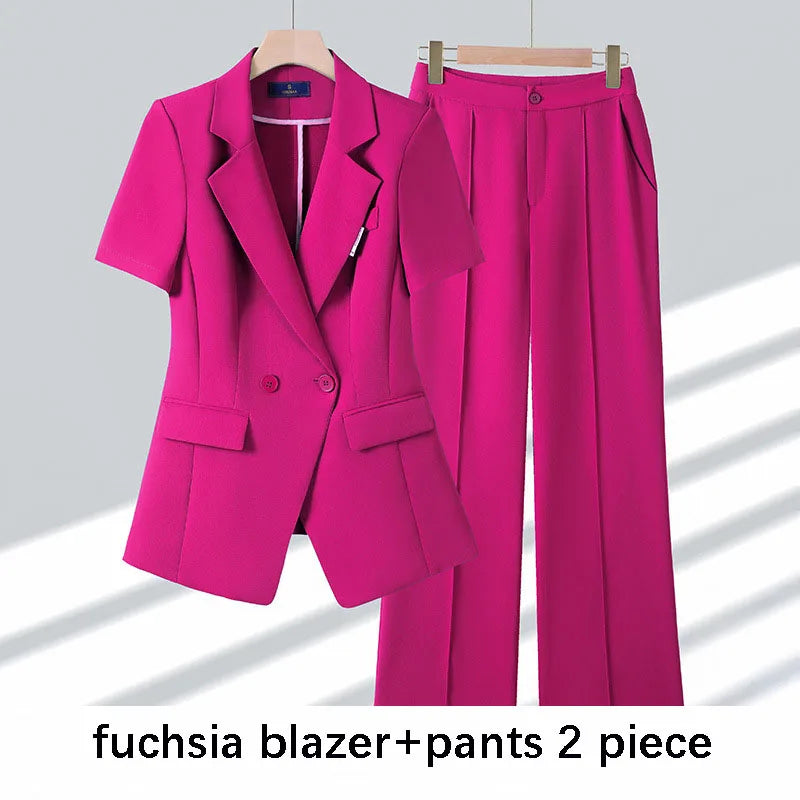 Purple Womens Two Piece Pantsuit Set For Office Work