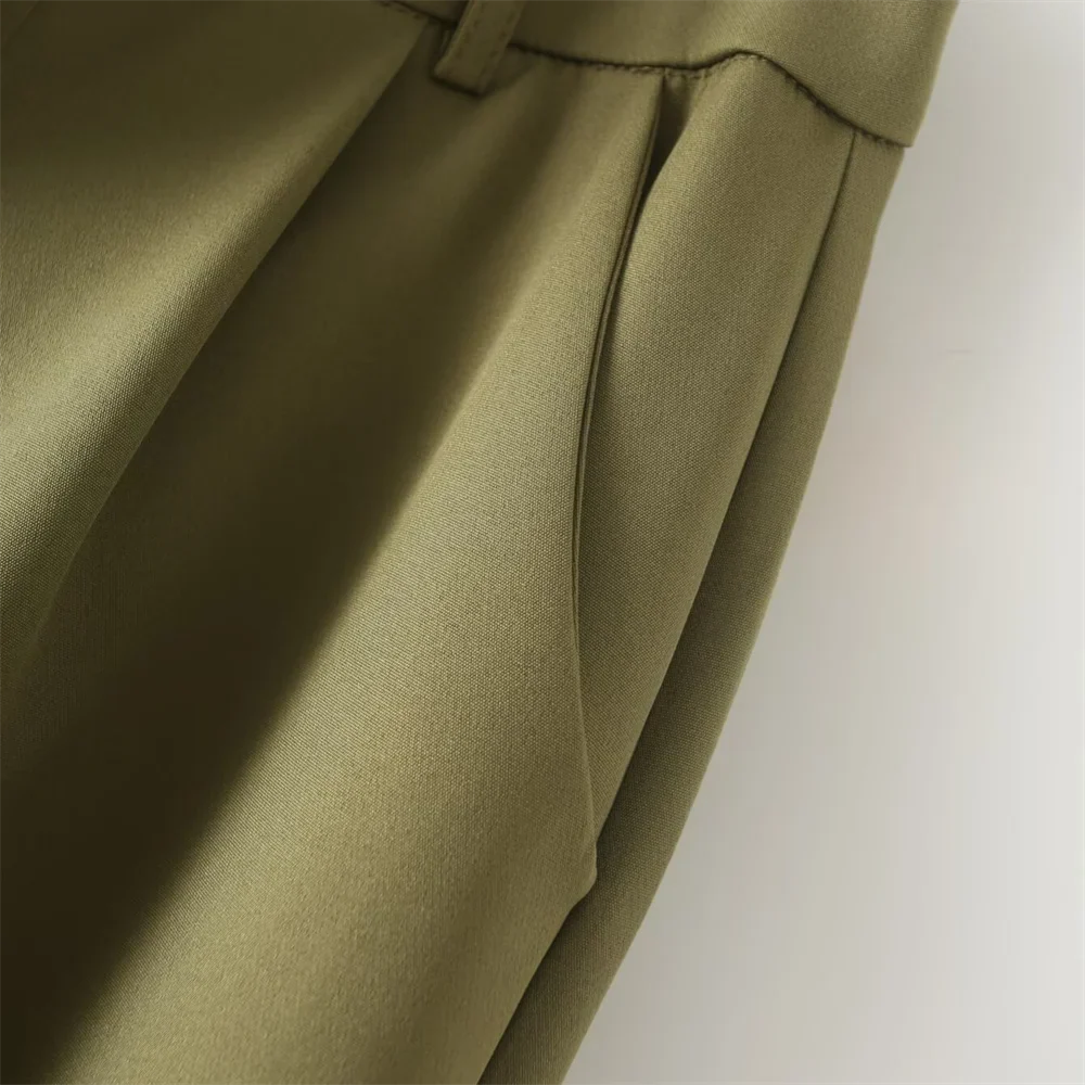 Women's Green Workwear Suit Set With Coat And Pants