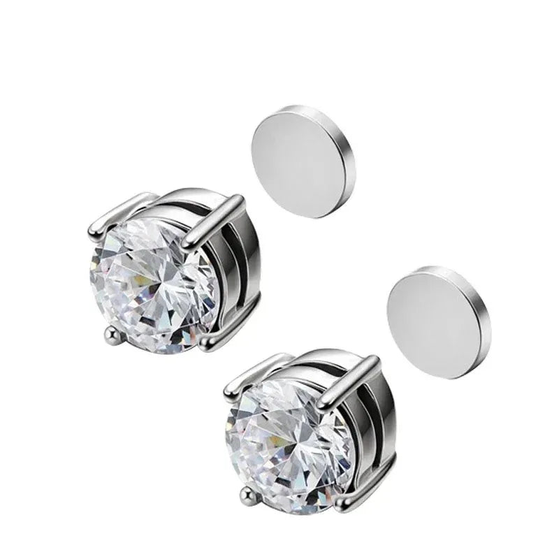 Punk Men's Magnetic Ear Stud Set Non Piercing Earrings Fake Cross Design Gift for Boyfriend