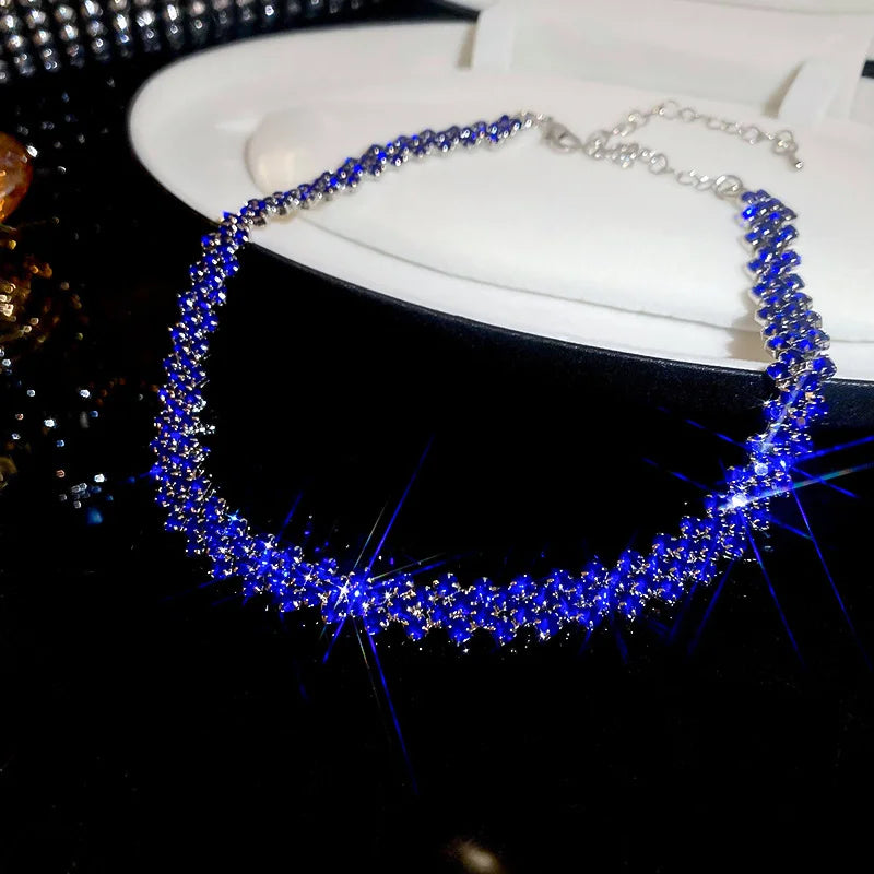 Luxury Rhinestone Choker Necklace for Women Geometric Crystal Wedding Jewelry and Party Gifts