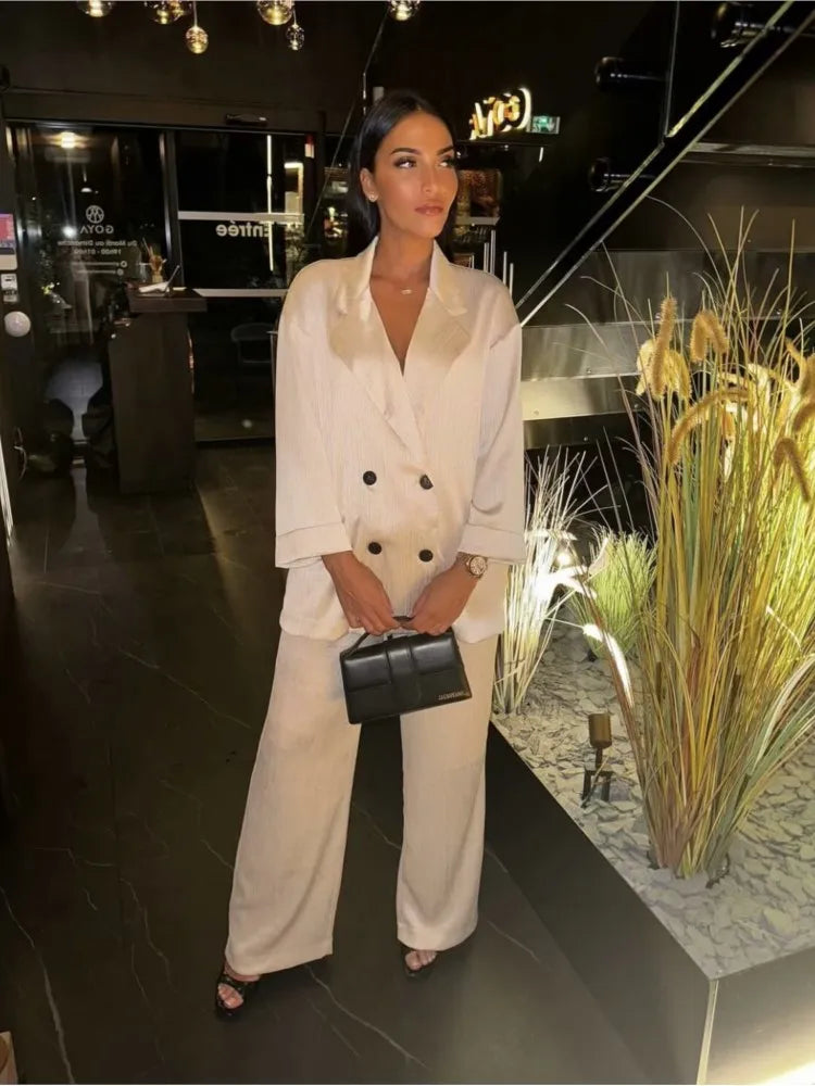 Satin Pajama Set For Women Two Piece Blazer And Trousers