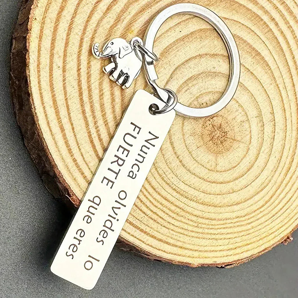 Inspirational Elephant Keychain Stainless Steel Pendant for Positive Energy and Car Backpack Decoration