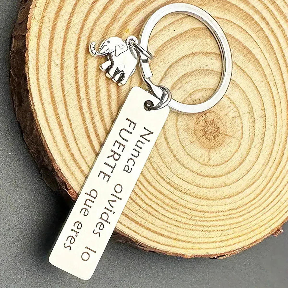 Inspirational Elephant Keychain Stainless Steel Pendant for Positive Energy and Car Backpack Decoration