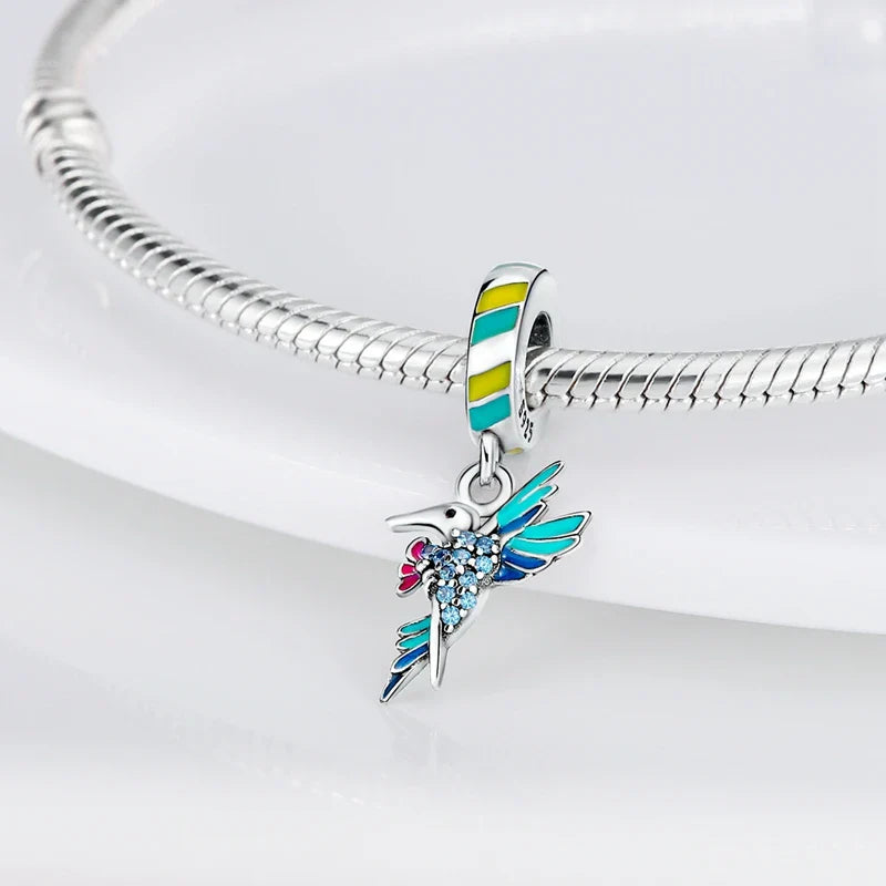 Glowing Luminous Firefly Butterfly Pendant Charm Beads in 925 Sterling Silver for Bracelet Jewelry