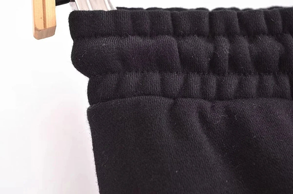 Autumn Women's Thick Hoodie Coat with Drawstring High Waist Loose Casual Pants Set Soft Fleece Lined Streetwear