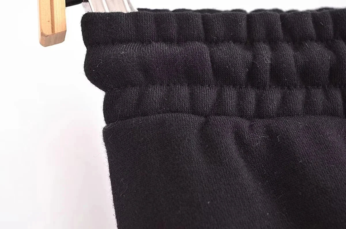 Autumn Women's Thick Hoodie Coat with Drawstring High Waist Loose Casual Pants Set Soft Fleece Lined Streetwear