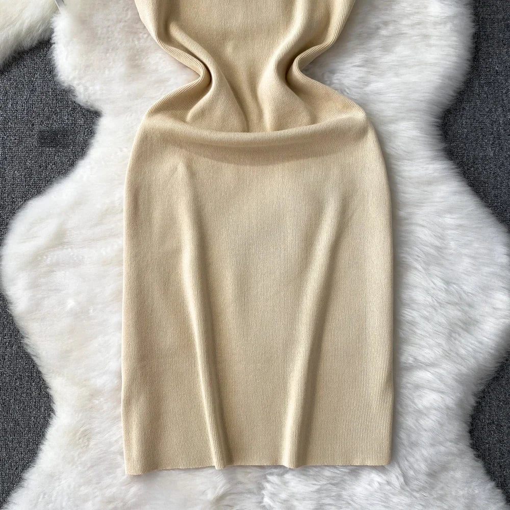 Pink Backless Summer Knit Bodycon Beach Dress for Women