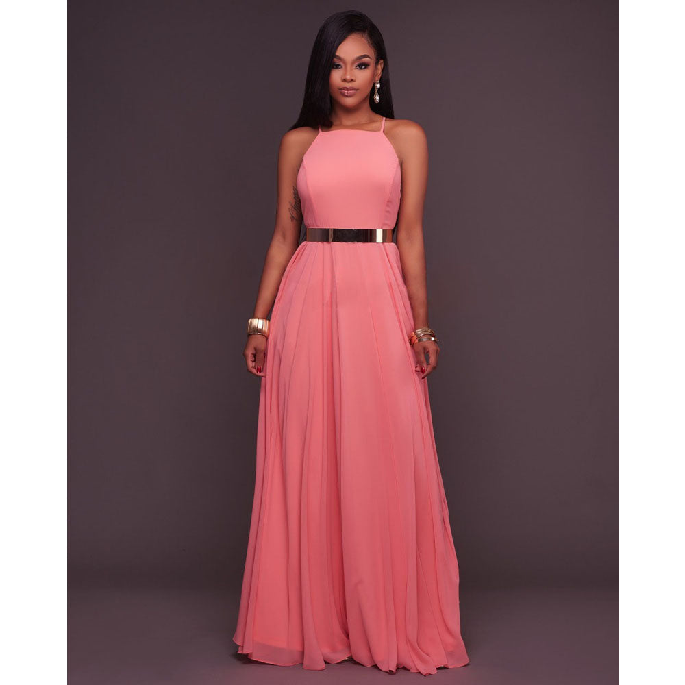 Boho Maxi Dress Sleeveless Summer O Neck Backless Sundress