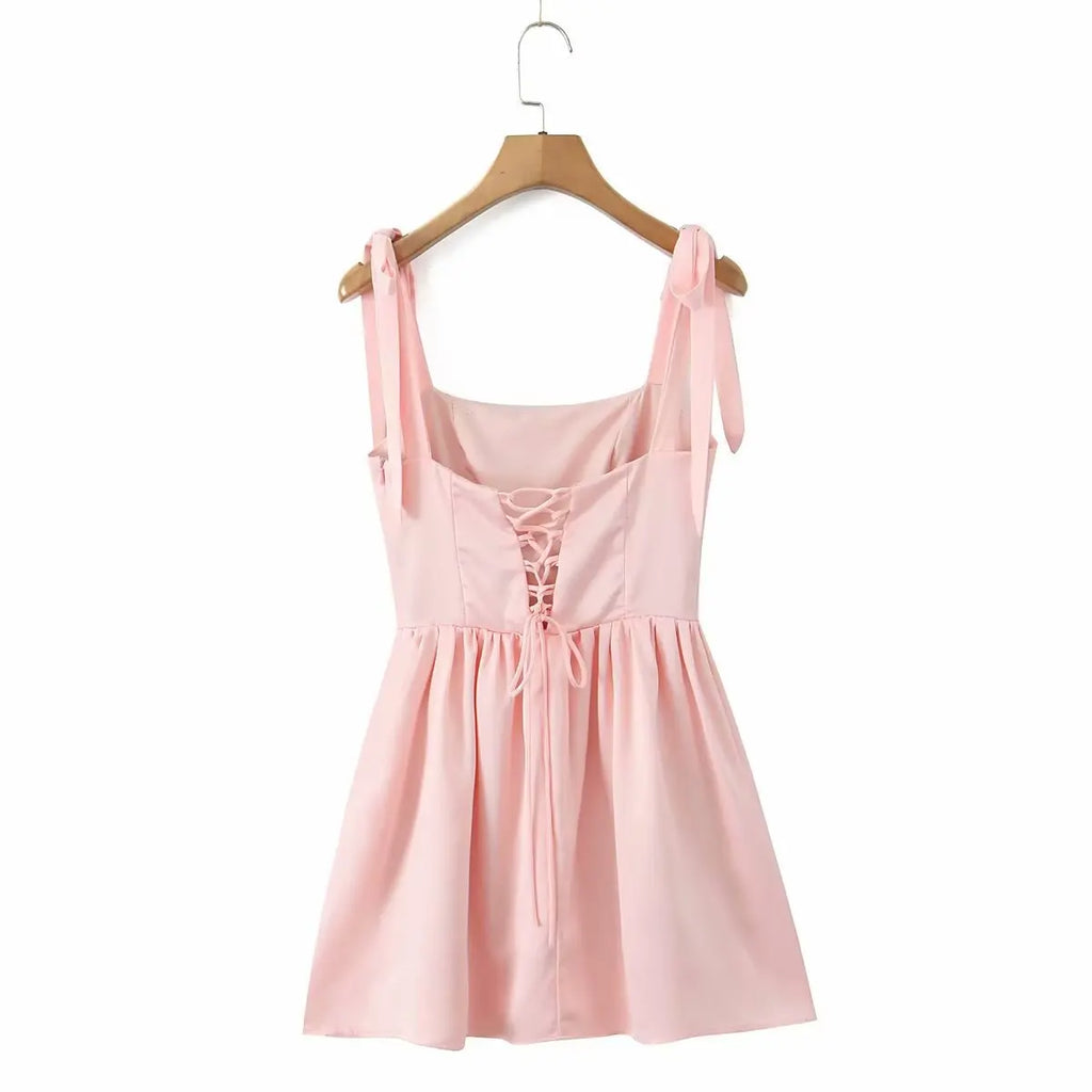 Summer Bow Bandage Mini Dress Women Strapless Bodycon Party