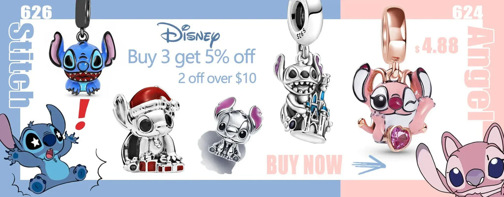 Disney Stitch and Minnie Mouse Charms Dangle Fit 925 Silver Bracelet for Jewelry Making