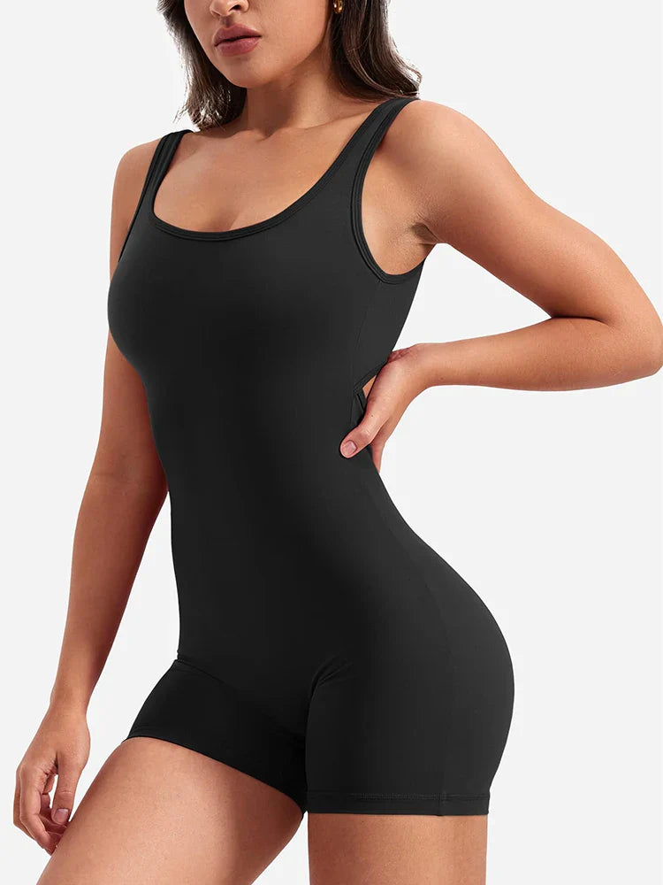 Slim Fit Backless One-Piece Yoga Jumpsuit with Hip Lifting Design and Adjustable Shoulder Straps