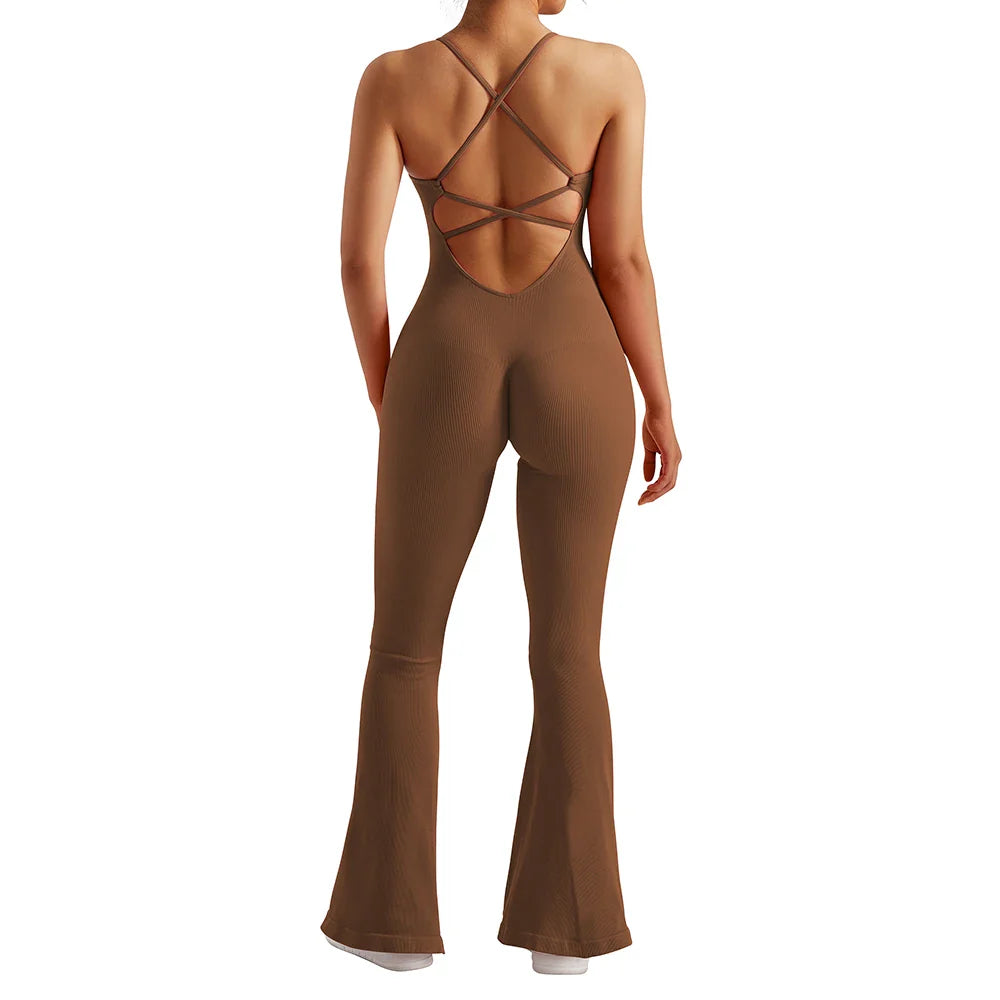 Solid Body-Shaping Sleeveless Skinny Jumpsuit Women Casual Square Collar One Piece Romper Sporty Bodysuit