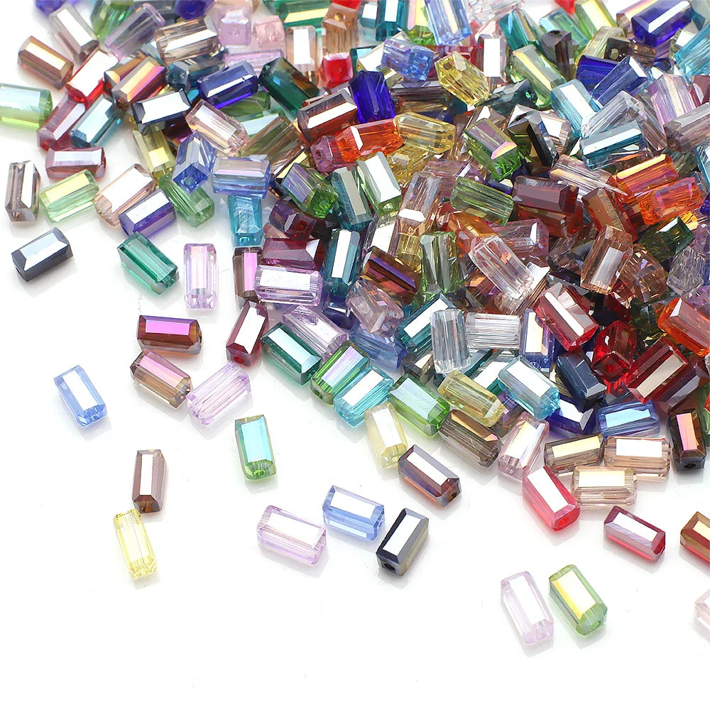 75Pcs 3X6mm Rectangle Crystal Beads for Jewelry Making and DIY Bracelet Accessories