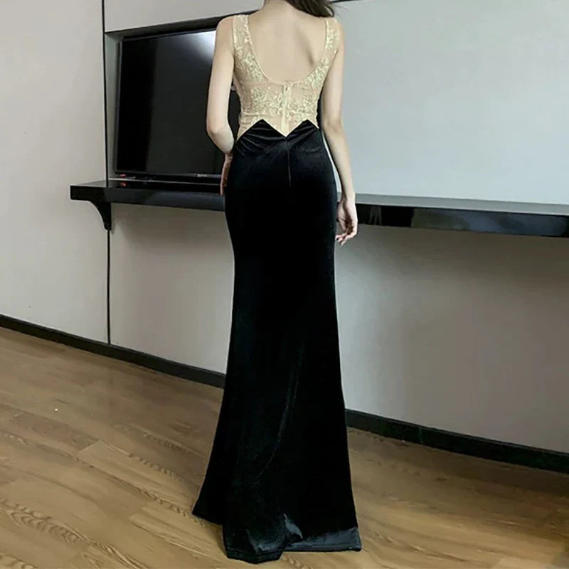 Elegant V Neck Off Shoulder Slim Evening Dress For Women