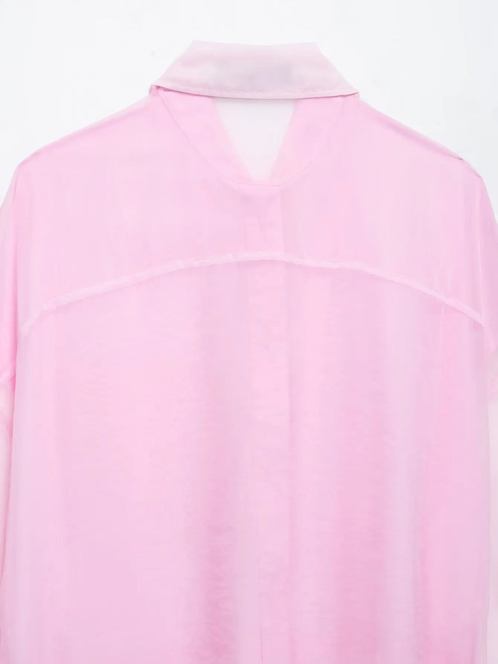 Women's Patchwork Translucent Blouse with Lace-Up Detail Casual Lapel Single-Breasted Long Loose Top for Spring and Summer