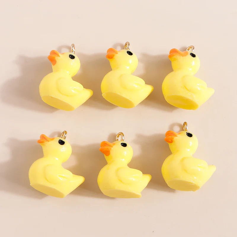 10pcs Cute Imitation Resin 3D Chicken Charms for DIY Jewelry Making Earrings and Bracelets