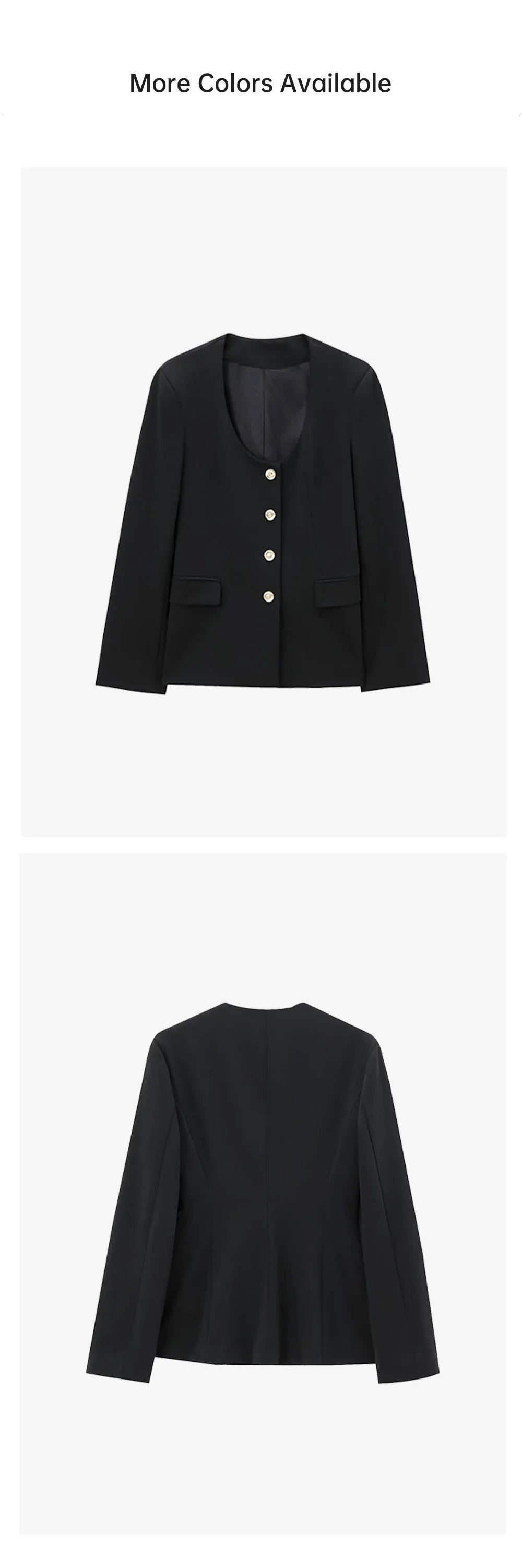 Casual Women's Long Sleeve Round Neck Suit Coat with High Waist Trumpet Pants Set for Elegant Slimming Silhouette