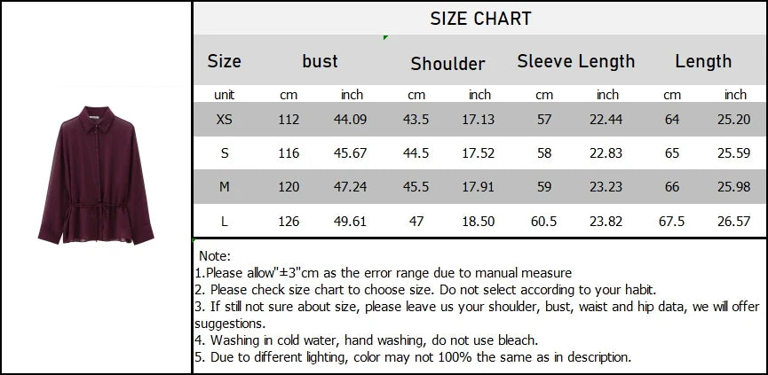 Women's Wine Red Polo Collar Chiffon Shirt Long Sleeve Single Breasted Bow Lace Up Loose Blouse