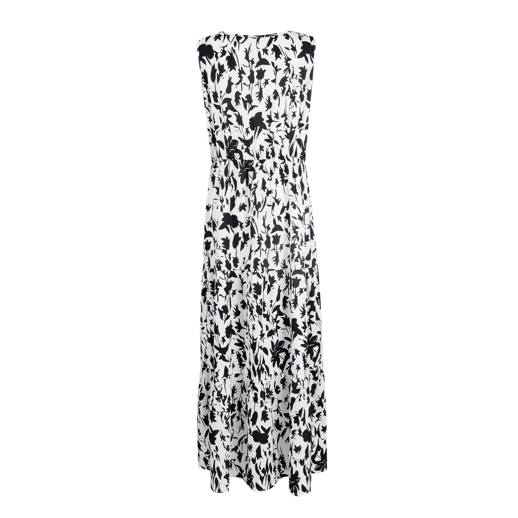 Floral Summer Dress With V Neck Suspender Flowing Fit