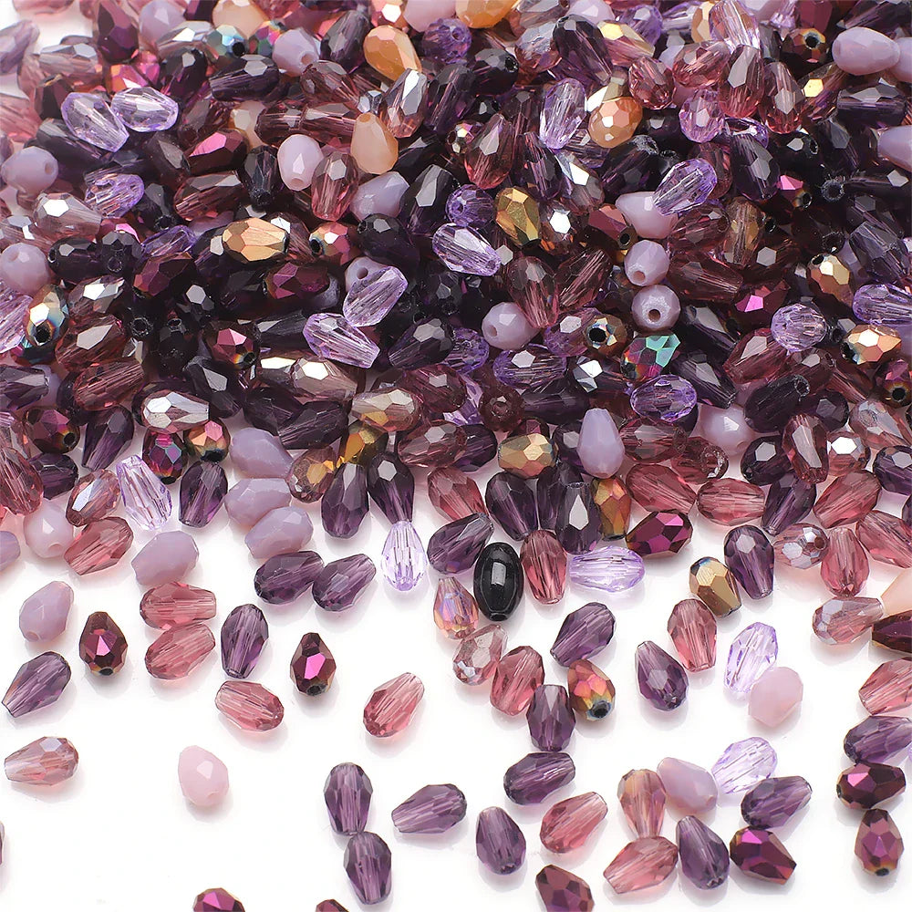 100 Pieces 4x6mm AB Mixed Color Tear Drop Faceted Crystal Glass Beads for Jewelry Making and DIY Crafts