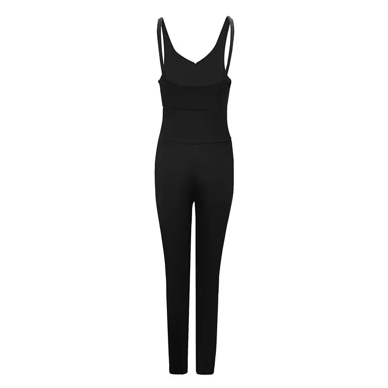 Black Sexy Backless Sling Jumpsuit for Women Summer Bodycon Romper Elegant Streetwear Clubwear Party Outfit