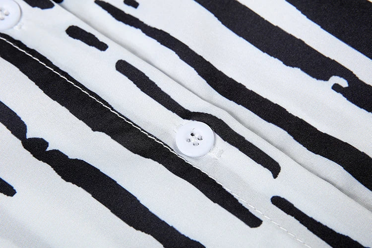 Fashion Printed Loose Long Sleeve Shirt and Straight Leg Pants Set for Women