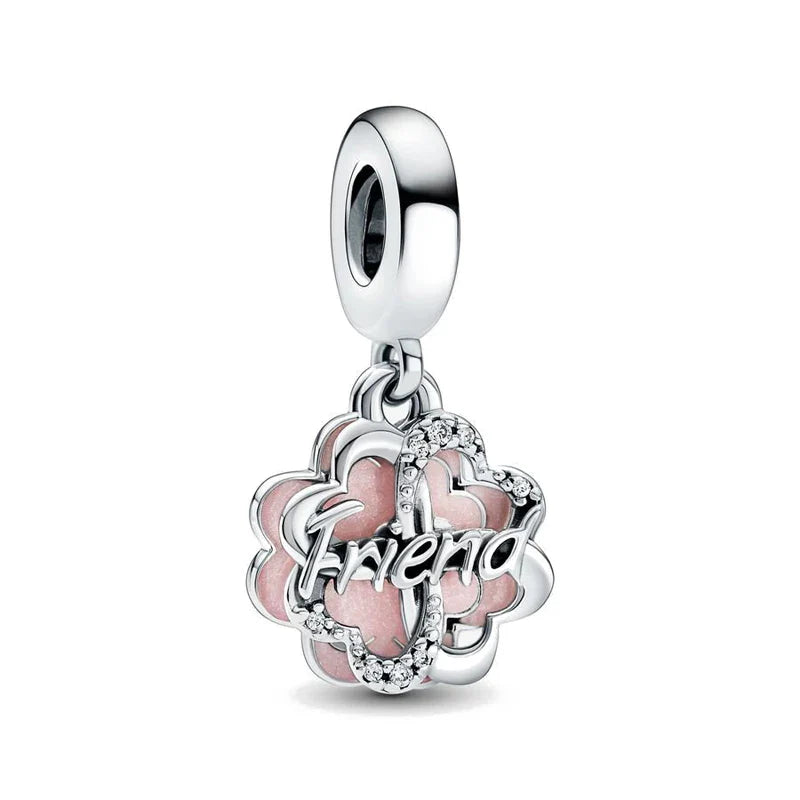 Pink Flower Caterpillar DIY 925 Sterling Silver Bead for Bracelet Bangle Jewelry Accessories