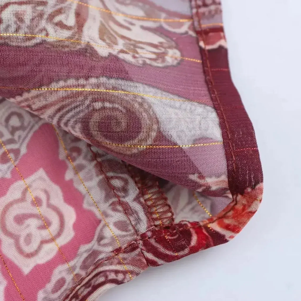 Printed Summer Long Sleeve Midi Dress for Women Chic