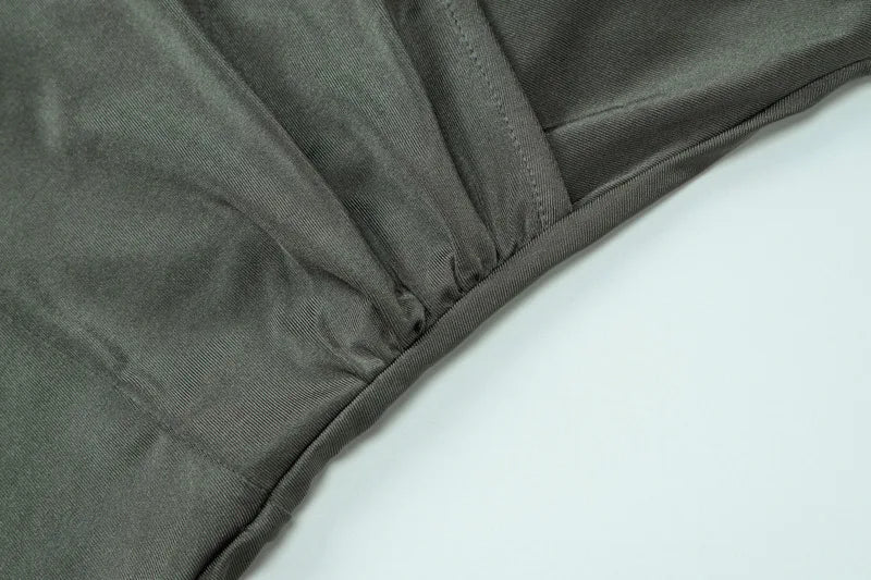 V Neck Long Sleeve Ruched Bodycon Skinny Jumpsuit Sexy Solid Color Party Romper Overalls Y2K Fashion Vacation Wear