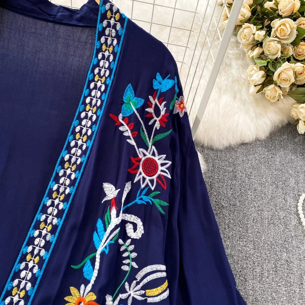 Bohemian Embroidered Floral Dress For Women Beachwear