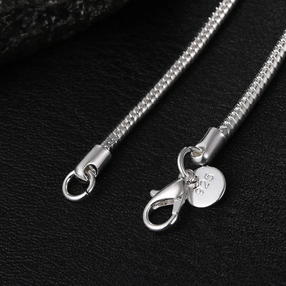 Silver Color Solid Snake Chain Necklace 45-60cm for Men and Women Fashion Jewelry