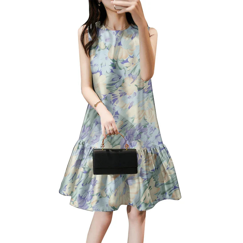 Bohemian Floral Dress Sleeveless Sundress for Summer Women