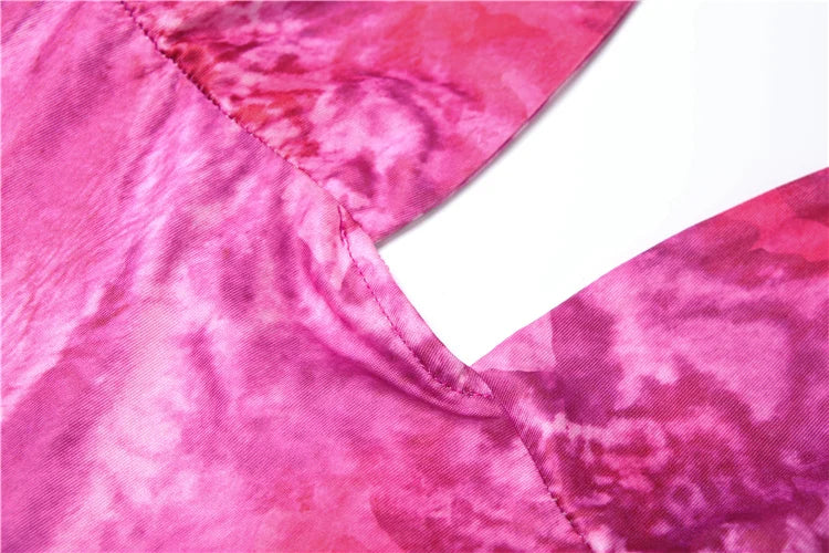 Backless Tie-Dye Side Shirring Jumpsuit for Women Sleeveless Skinny Overalls Sexy Clubwear and Workout Midnight Party Outfit