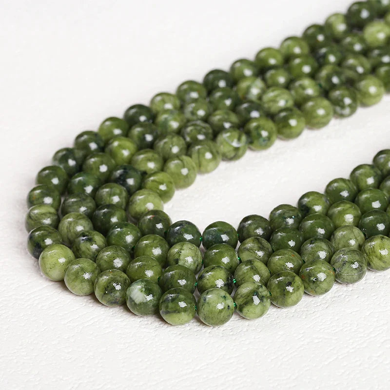 Natural Dark Color Southern Jade Beads Round Loose Spacer for DIY Jewelry Making Necklace and Bracelet