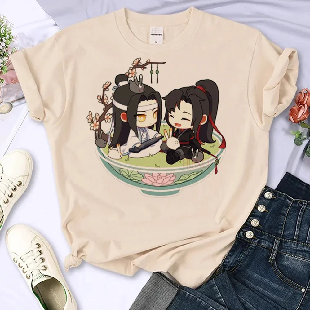 Mo Dao Zu Shi T-Shirts for Women Japanese Manga Summer Top Loose Fit Round Neck Tee