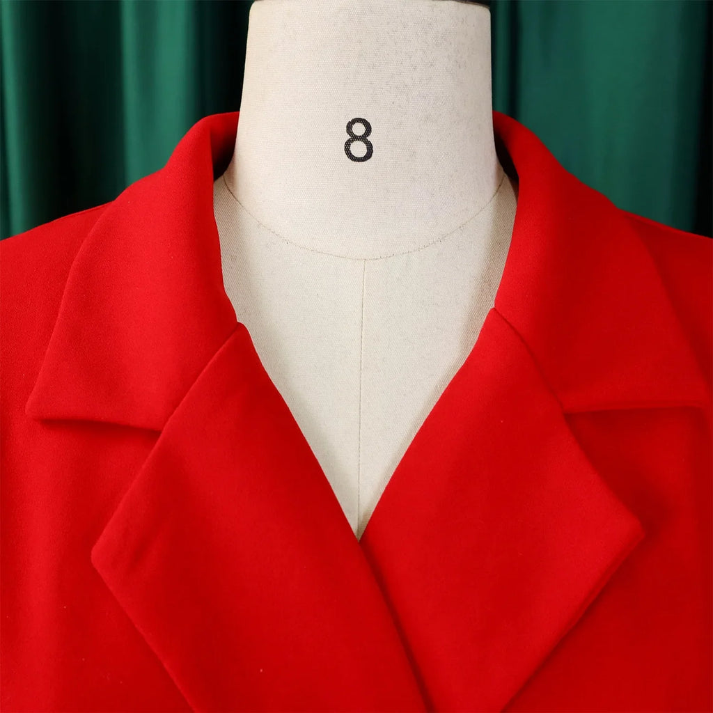 Elegant Blazer Dress For Women Notched Collar Full Sleeve