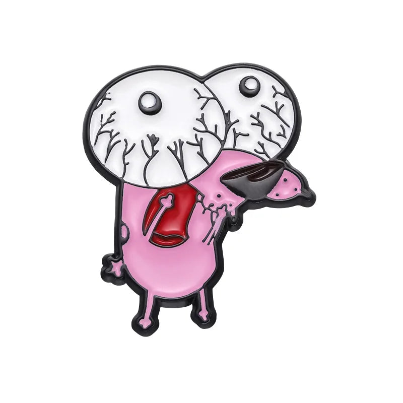 Cute Cartoon Pink Dog Enamel Pins Brooches Fashion Jewelry Accessories Gift for Kids and Friends