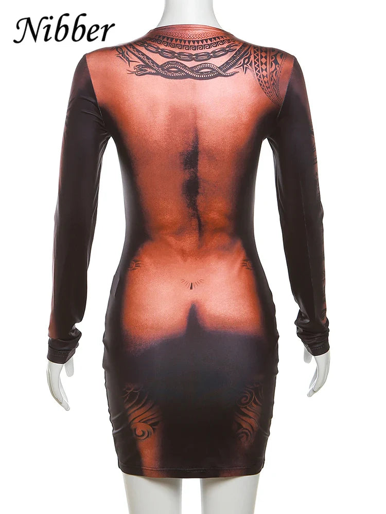 Sexy Bodycon Mini Dress With Long Sleeve O Neck Style