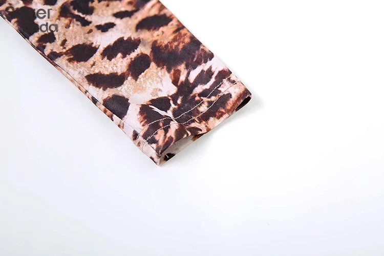 Girls Leopard Print Milk Silk Mini Dress With Long Sleeve