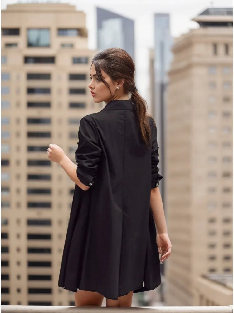 White Casual Loose Blouse for Women Mid Length Long Sleeve Autumn Winter Top Soft Comfortable Korean Fashion