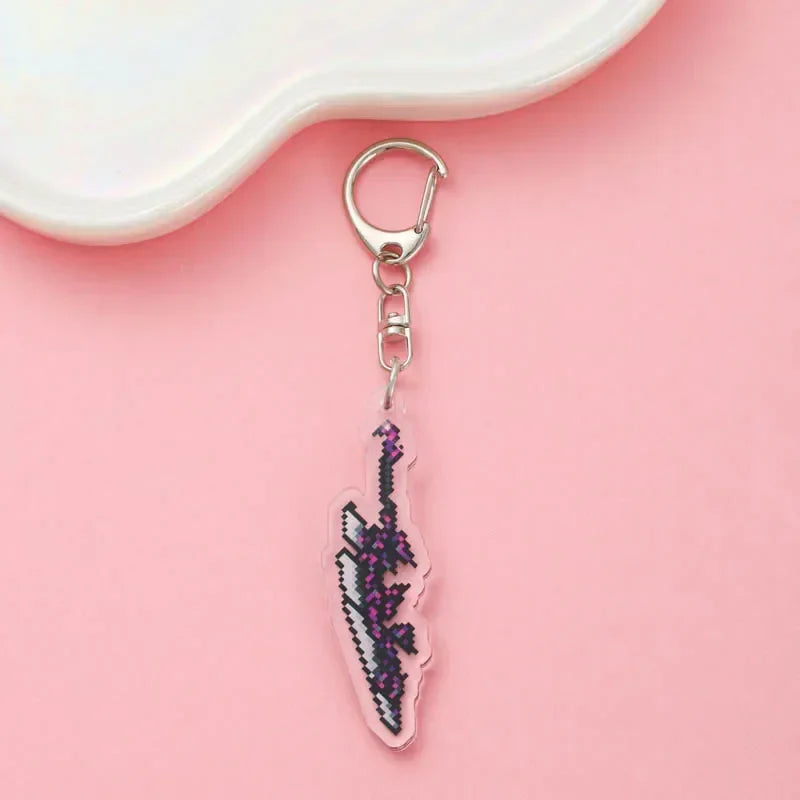 Diamond Sword Keychain with Enchanted Golden Apple and Pickaxe Model Toys for Gamers and Collectors