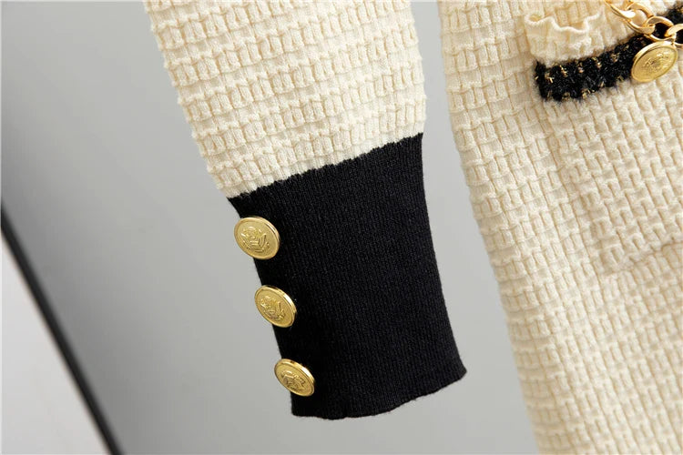 Elegant O Neck Knitted Dress for Women Autumn Slimming