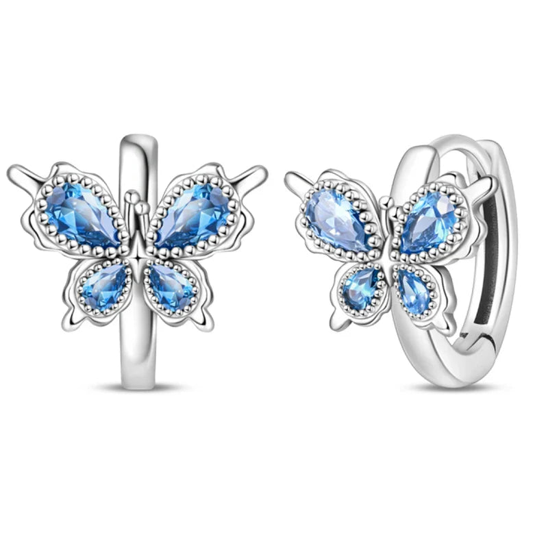 Colorful Butterfly Bee Ladybug Rainbow Flower Earrings in 925 Sterling Silver for Women Fashion Jewelry Gifts